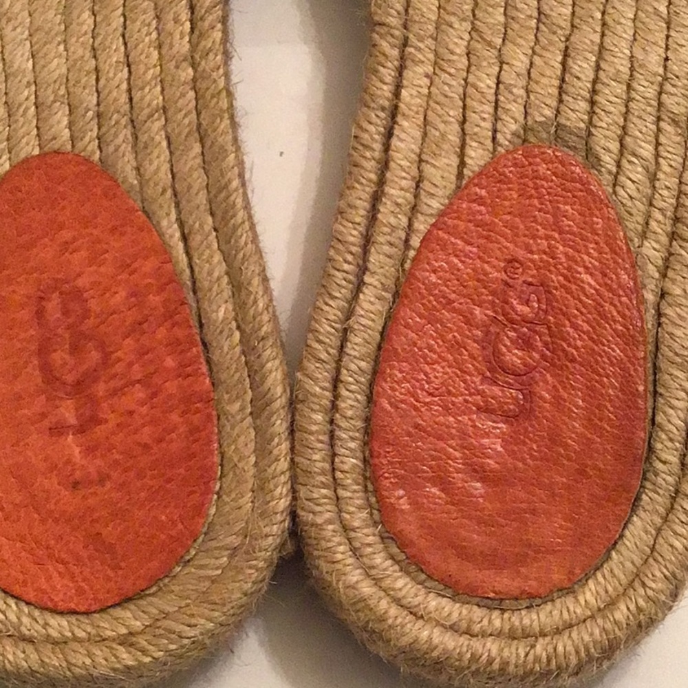 UGG  CHERRY EXOTIC ORANGE LEATHER ESPADRILLE SLIDES SZ 8 - Picture 5 of 10